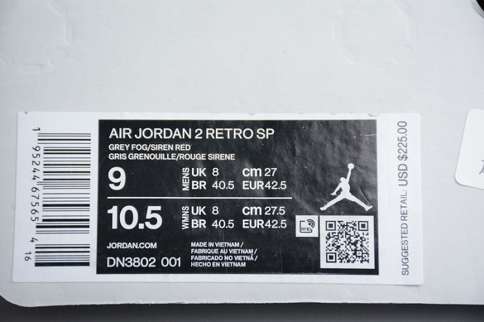 AIR Jordan 2 Retro Union Grey Fog - DN3802-001